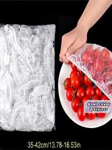 200/500Pcs Plastic Food Wrap Sheets, Elastic Self‑Sealing Design For Leftover Food, Fit For Tableware & Food Containers, Household Kitchen Storage Bags, Kitchen Supplies, Mother's Day Gift - Multicolor - View 1