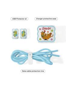 SCOOBY-DOO X SHEIN 3 Pcs Data Line Protective Cover, Suitable For IPhone Charger, Cherry Printing Pattern, Charger Protective Cover (Without Data Line) - lake blue - View 5