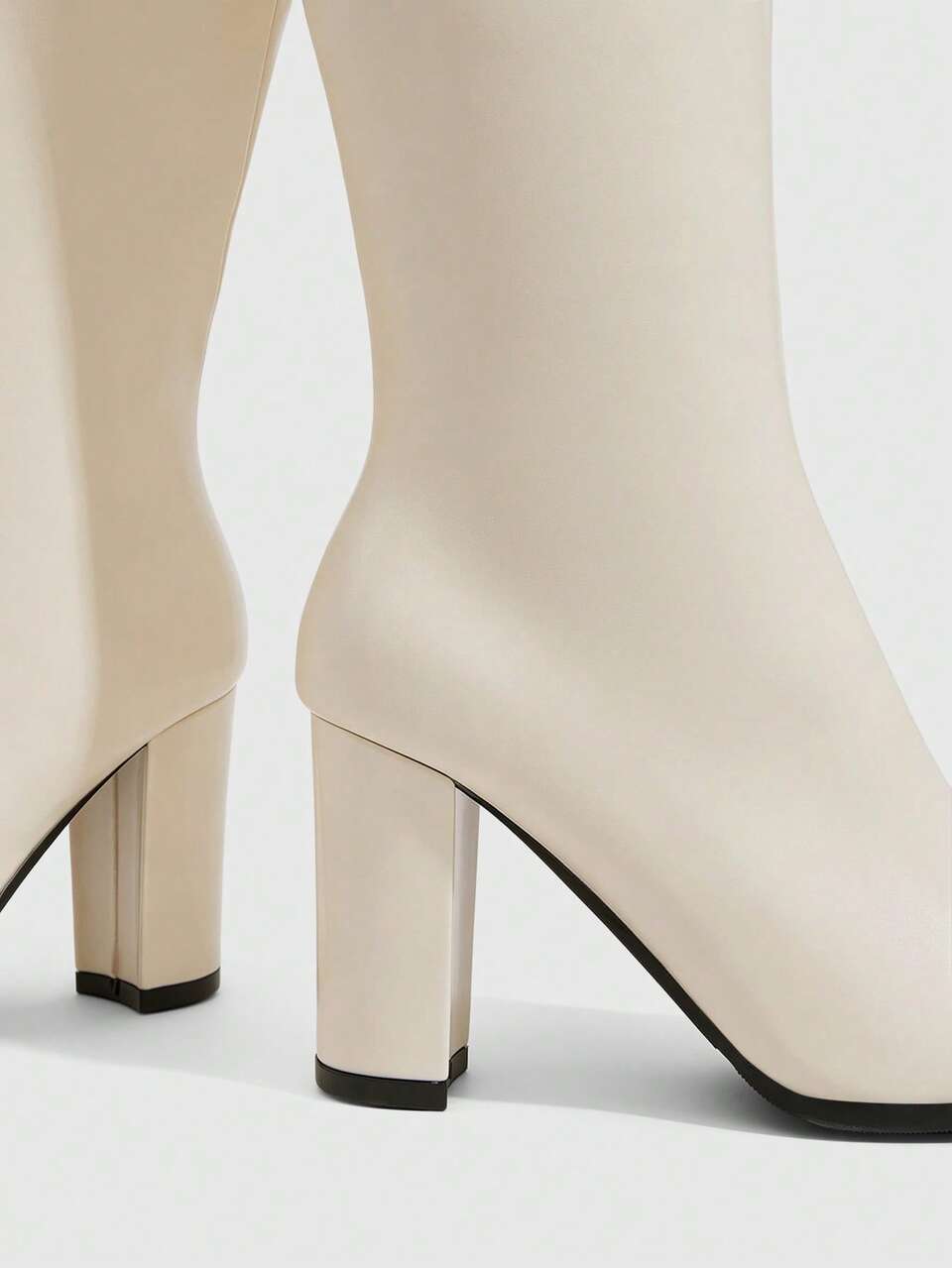 CUCCOO SZL Ladies' Shoes, Shiny Side Zipper Pointed, Thick High-Heeled Boots, Versatile For Autumn And Winter Commuting And Dating