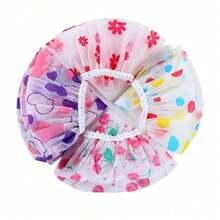 Reusable Waterproof Shower Caps For Women, Random Cute Printed Bath Hair Caps With Elastic Band, Multi‑Purpose Hair Bonnet For Shower, SPA, Kitchen, Salon, Assorted Random Patterns - Multicolor - View 3