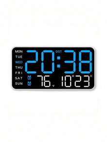 Teckwe Large Screen LED Digital Wall Clock, USB Powered, Dual Alarms, Temp & Date & Week Display, Dimmable Brightness, ℃/℉ Switch, Minimal Desk & Wall Clock For Home Office, Battery Not Included. - multicolor - View 12