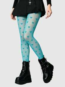 ROMWE Goth Love High Elastic Jumpsuit Fishing Net Socks Are Suitable For Matching Skirts - lake blue - View 1