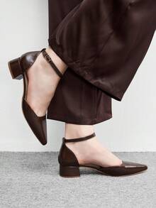 CUCCOO BIZCHIC Fashion Versatile Commute Pointed Toe Chunky High Heel Pumps - Coffee Brown - View 3