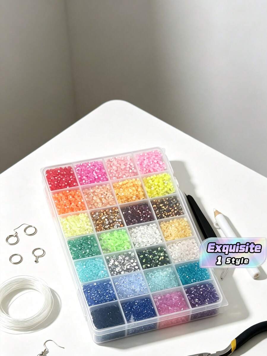 40000Pcs 3mm Flat Back Resin Rhinestones Kit, 48 Assorted Colors Resin Gems With Complete Tools, Versatile DIY Ornament Accessories For Garments Shoes Facial Makeup Water Tumblers - 3mm - View 1