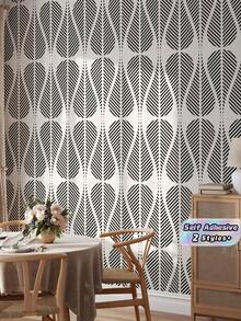 1PC Black White Diagonal Geometric Line Teardrop Pattern Self Adhesive Peel And Stick Removable Wallpaper Sticker For Cabinet Countertop Bedroom Kitchen Wall Decoration Living Room Furniture Wardrobe Door Surface Covering - multicolor - View 1