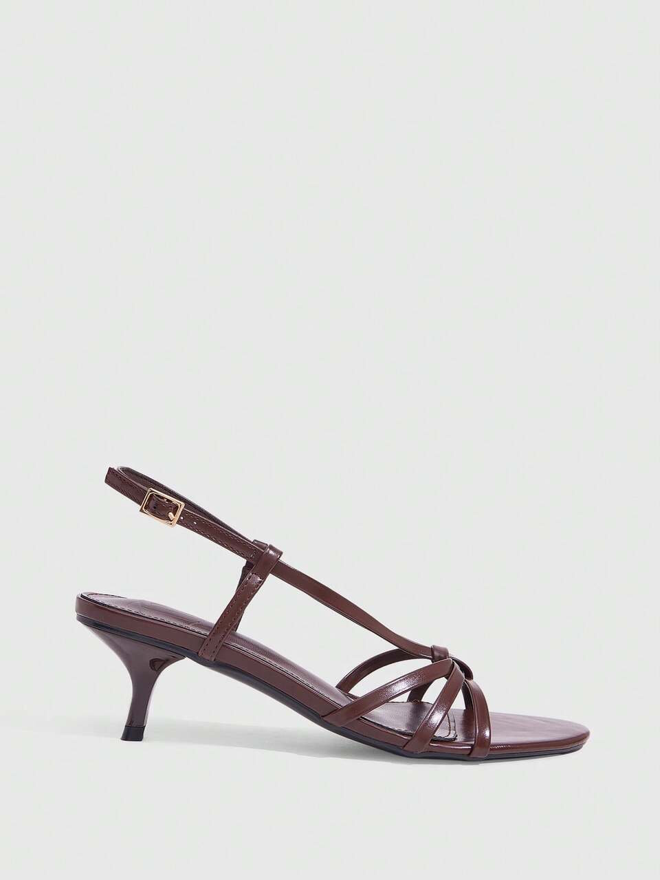 CUCCOO SZL Women's High Heel Sandals 5.5CM Round Toe Open-Toed Kitten Heel Crossed With Dark Brown High Heels Sexy Versatile Elegant Daily Commuter/Beach/Party