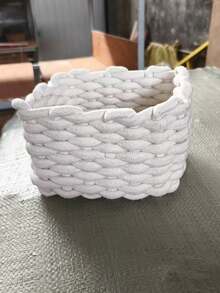 1pc Handmade Cotton Rope Storage Basket - Fabric Organizer Box For Desk, Cosmetics, Jewelry, Home Decor, Multi-Use Bin For Bedroom, Bathroom - View 10