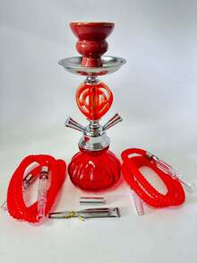 1Set Mini Glass Hookah Set, Single/Double Hose Shisha Pipe, Portable Smoking Water Pipe For Home Party Travel, No Electricity Needed, Lightweight Durable Glass, Multiple Colors Available - one-size - View 16