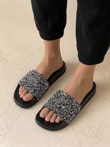 HighSole Woman Shoes Flat Simple Everyday Fashion Slippers For Summer Vacation Shoes Summer Spring Shoes Spring Break Easter For Casual Beach Style For Christmas - Black - View 6