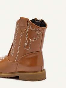Cozy Pixies Autumn/Winter Fashion Versatile Fun Cute Comfortable Wear-Resistant Brown Embroidery Fun Pastoral Retro Baby Ankle Boots Western Cowboy Boots - Brown - View 7