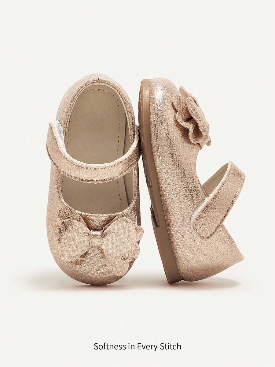 Cozy Pixies A Pair Of Pink Party Princess Bow For Infants Cute And Simple, Everyday Wear Baby Flats - Pink - View 1