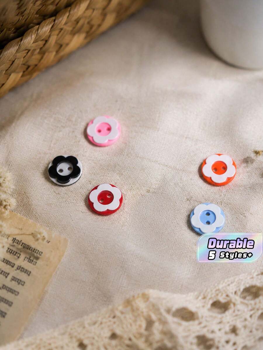 Round Resin Buttons-Versatile Decorative Fasteners For Sweaters And Shirts; Ideal For Kindergarten Children's DIY Crafts And Button Art. - 100pcs - View 1