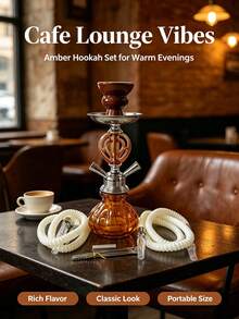 1Set Mini Glass Hookah Set, Single/Double Hose Shisha Pipe, Portable Smoking Water Pipe For Home Party Travel, No Electricity Needed, Lightweight Durable Glass, Multiple Colors Available - one-size - View 11