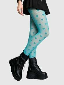 ROMWE Goth Love High Elastic Jumpsuit Fishing Net Socks Are Suitable For Matching Skirts - lake blue - View 3