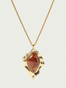 Glisma 18k Resin Necklace Niche Personalized Necklace - Gold-brown necklace - View 4