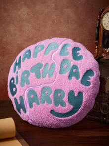HARRY POTTER X SHEIN Birthday Cake Pink Letter Pattern Throw Pillow - Pink - View 2