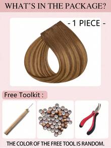 9AM HAIR Butterfly Weft Hair Extensions Human Hair Glueless OVO Pu Hole Genius Hand Tied Invisible DIY Double Weft Hair Extensions Straight 1pc 16 Inches - S4/4/27 - View 3