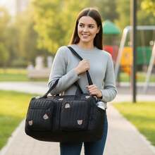 SHEIN حقيبة حفاضات مبطنة حقيبة أطفال للأم والأب، حقيبة تغيير ذات سعة كبيرة حقيبة مستشفى للولادة والتسليم - متعدد الألوان - مشاهدة 12