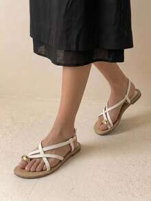 HighSole Women's Fashion Casual Vacation Flat Sandals - White - View 4