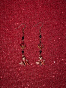 Betty Boop x SHEIN A Pair Of New Creative Cartoon Stud Earrings, IP Joint Design, Lovely Personalized, Simple And Generous, Can Also Be Used As Accessories - Gold - View 3