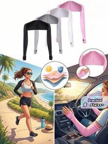 1pc Unisex Ice Silk Cooling Sun Protection Arm Sleeves, One-Shoulder Connected Sunshade Shawl, Outdoor Golf Cycling Sports Protective Cover - One-sleeve - View 1