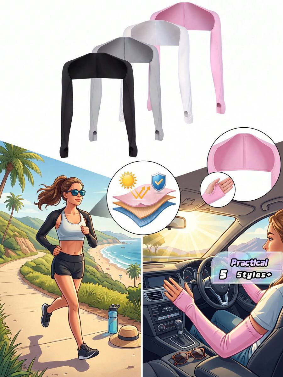 1pc Unisex Ice Silk Cooling Sun Protection Arm Sleeves, One-Shoulder Connected Sunshade Shawl, Outdoor Golf Cycling Sports Protective Cover - One-sleeve - View 1