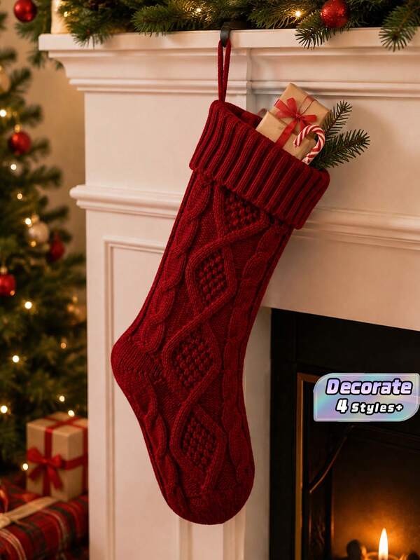 46CM Knitted Christmas Stockings, Christmas Decorative Socks, Christmas Gift Socks, Christmas Gift Bags