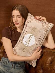 HARRY POTTER X SHEIN Ticket Modeling Throw Pillow - Brown - View 1