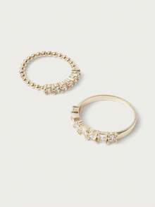 Glisma Dainty Layering Ring Set With Crystal Sunflower, Minimalist Stackable Eternity Bands, 4 Pack Fashion Accessory - Clear - View 4