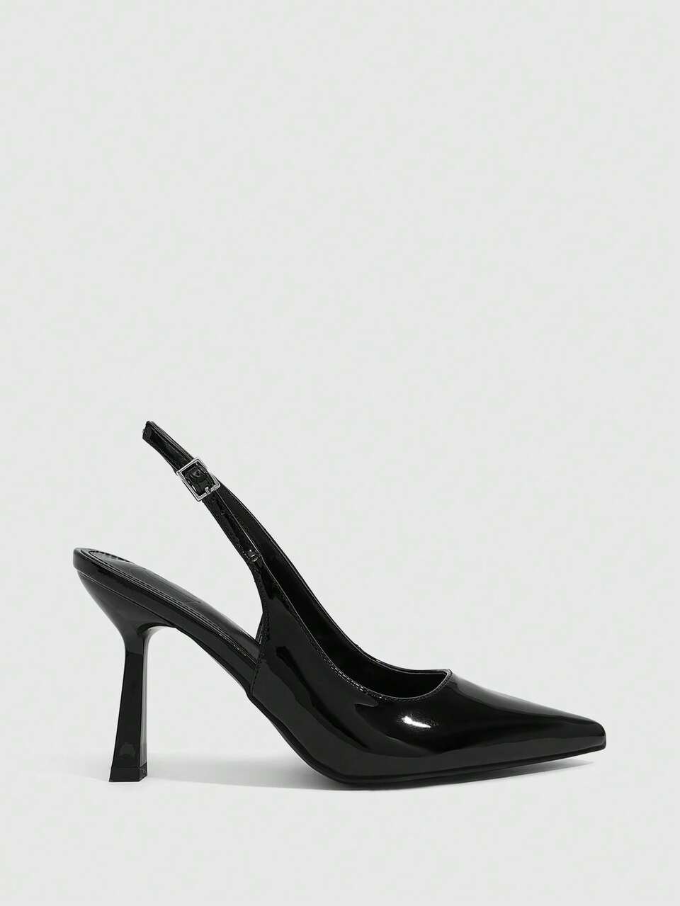 CUCCOO SZL Women's New European And American Minimalist Fashion French Mid-High Heel Pointed Toe Slingback Pumps With Color-Block Glossy Heel, Side Buckle, Low Cut Round Toe, Sexy Comfortable Lightweight Slip-On Versatile Commuter Shoes, PU Upper, Classic Office Daily Wear, Holiday Street Date Party Elegant Elegant Shoes For Spring Autumn Summer All Seasons Fall Shoes
