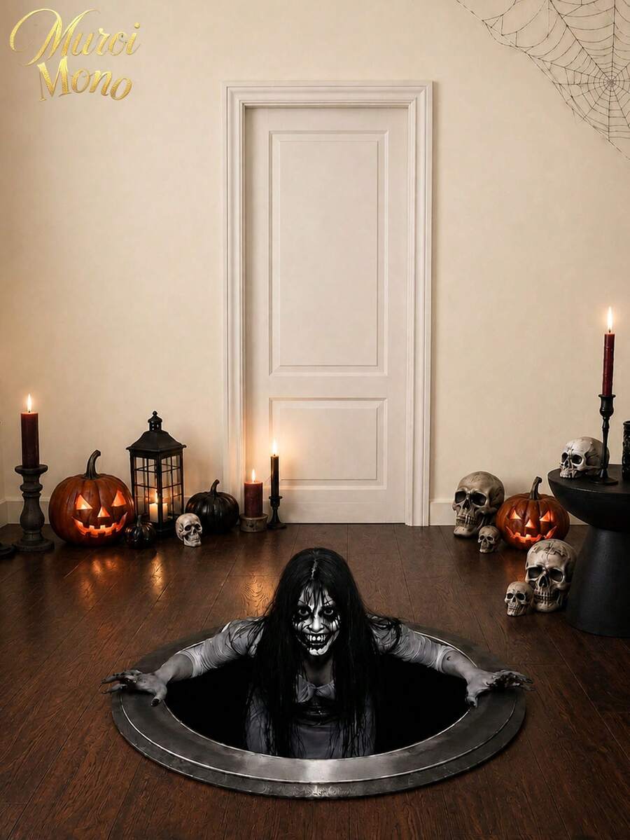 Muroi Mono 1 buah Stiker Lantai Dekorasi Rumah Ruang Tamu Wanita Berambut Panjang Menakutkan Bertema Halloween Kreatif - warna-warni - View 1