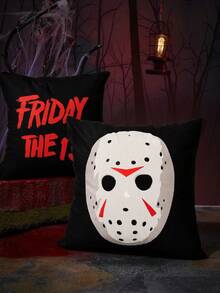 WB Horror X SHEIN 1件 星期五13號枕頭套（不含枕芯），尺寸 45*45cm，柔軟舒適的絨毛布料，適用於居家裝飾、汽車、禮品等 - 彩色 - 查看 1