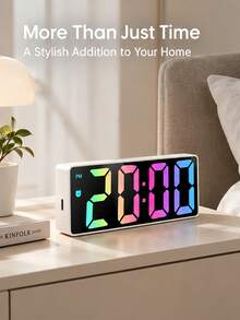 Digital Alarm Clock, Luminous Large Display Mirrored Desk Alarm Clocks, Modern Home Decor, With Date And Temperature, Table Ornaments For Bedroom, Living Room - one-size - View 3
