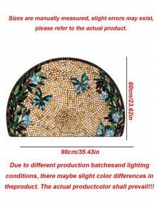 美式半圓形水晶天鵝絨地墊，吸水入口墊，防污浴室廚房玄關地毯 - E - 查看 6