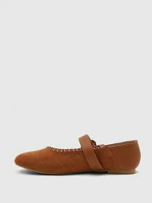 CUCCOO BIZCHIC Sepatu Flat Wanita Kasual dan Nyaman, Model Slip-On untuk Berpergian - kuning kecoklatan - View 3