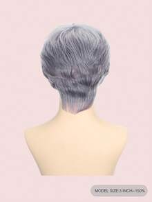 Short Grey Bangs Straight Wig, Daily Wear, Real Human Hair, None Lace Front Wigs Machine Made Wig Lightweight Short Wig - SGray - View 3