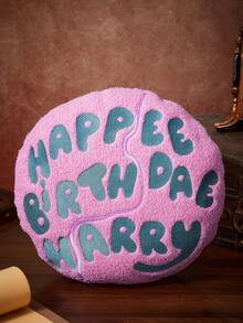 HARRY POTTER X SHEIN Birthday Cake Pink Letter Pattern Throw Pillow - Pink - View 1