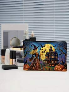 Festive Halloween Canvas Hand Bag, Versatile Organizer Pouch, Suitable As Pencil Case, Cosmetic Bag And Toiletry Bag - View 2