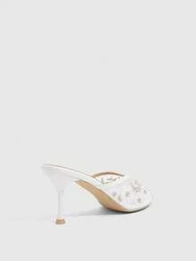 CUCCOO SZL Women's Pointed Toe Retro Mules Heels Sexy Slip-On Stiletto Halter Sandals Suitable For Party Weddings Everyday - White - View 3
