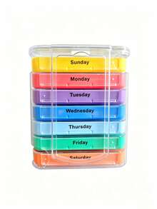 7-Day Stackable Pill Box, 4 Times Daily Compartment Travel Medicine Organizer For Vitamins & Medication, Ideal Gift For Elderly - Multicolor - View 9