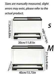 Desktop Paludarium With Cover, Clear Household Turtle Tank, Multi-Purpose Ecosystem Aquarium For Goldfish And Hydroponic Plants, Mini Landscape Fish Tank Suitable For Living Room Decor - Black - View 13