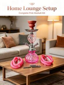 1Set Mini Glass Hookah Set, Single/Double Hose Shisha Pipe, Portable Smoking Water Pipe For Home Party Travel, No Electricity Needed, Lightweight Durable Glass, Multiple Colors Available - one-size - View 10