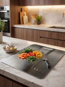 Stainless Steel Cutting Board, Titanium‑Steel Kitchen Cutting Board Suitable For Cutting Meat, Fruits And Vegetables. Stainless Steel Cutting Board, Essential Kitchen Supplies & Kitchen Decor - Multicolor - View 8
