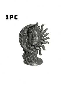 1Pc Creative Sun And Moon Double‑Sided Statue, Vintage Mythical Face Figurine, Artistic Tabletop Ornament For Home And Office Decor - multicolor - View 8