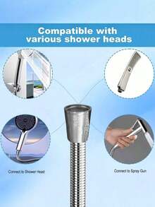Stainless Steel Shower Hose Burst Proof, Durable Bathroom Flexible Hose For Rain Shower Head, G 1/2 Universal Fit, Easy DIY Install, Silver Bath Accessory - Encryption Tube - View 5