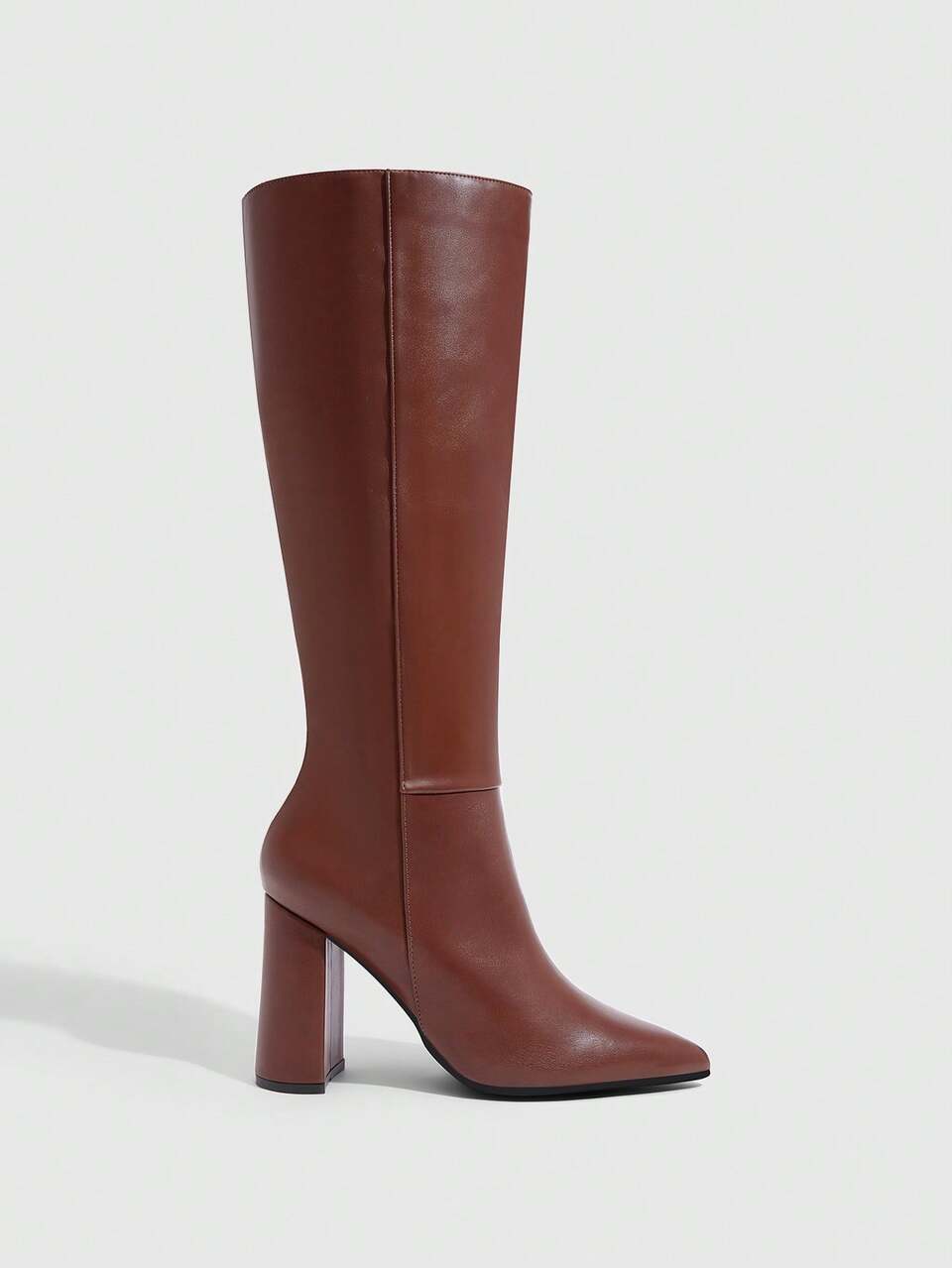 CUCCOO SZL Women Brown Knee High Boots With Chunky Heel And Pointed Toe For Fall Fall Boots