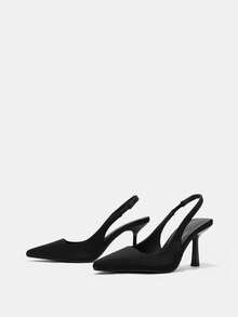 Bholvia Ladies Pointed Back Strap Slingback Low Vamp Spring Shoes Work Shoes Suede Shoes Rear Strap Shoes Black - Black - View 7