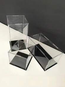 Black Base High-Definition Collectible Display Box, Assembled Transparent Acrylic Box, Alternative To Glass Box, Used For Displaying Figurines, Dolls, Ornaments, Home Storage & Organization, Gift Box - Black - View 3