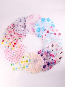 Reusable Waterproof Shower Caps For Women, Random Cute Printed Bath Hair Caps With Elastic Band, Multi‑Purpose Hair Bonnet For Shower, SPA, Kitchen, Salon, Assorted Random Patterns - Multicolor - View 6