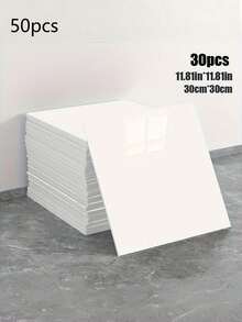 30/50Pcs Self Adhesive Wall Stickers Smooth Removable Oil Proof Waterproof Heat Resistant Tile Sticker For Kitchen Bathroom Renovation Wallpaper Decal 30x30Cm - pure white - View 11